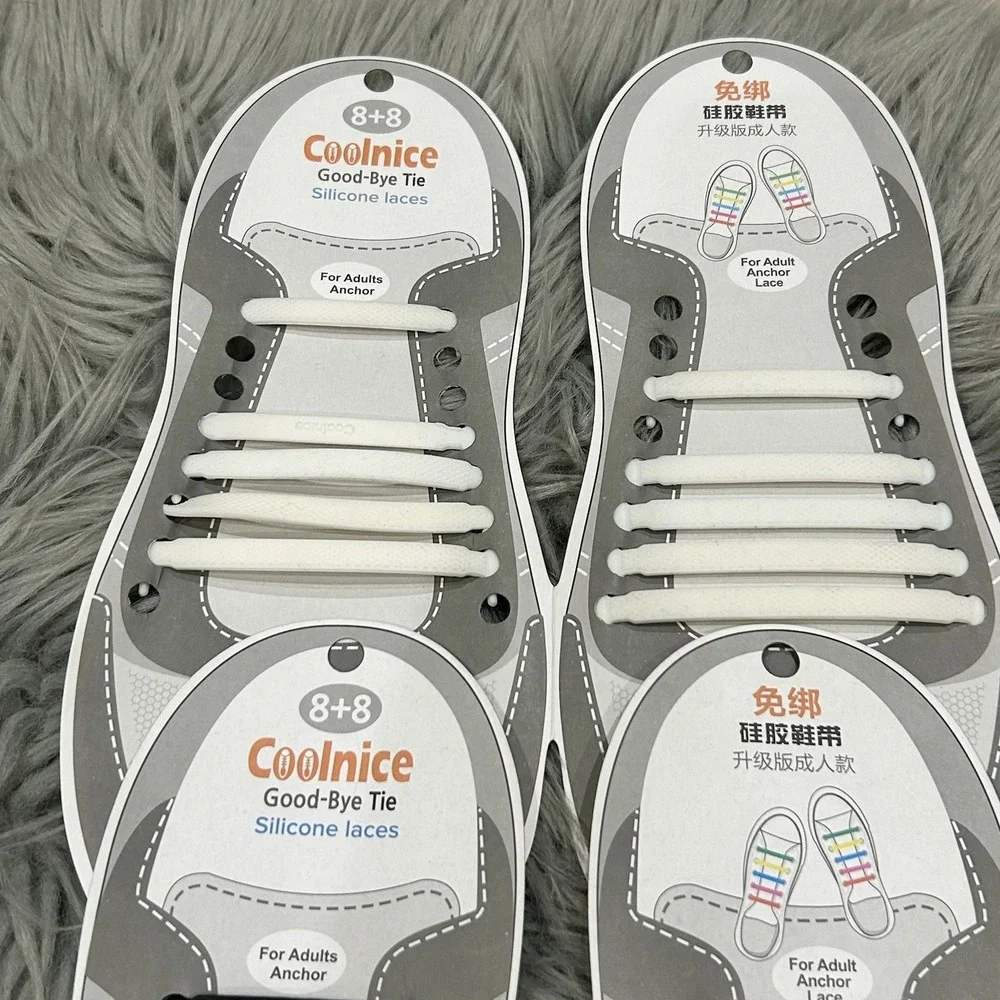 Lazy No-Tie Elastic‎ Silicone Anchor Shoe Laces by COOLNICE Bundle